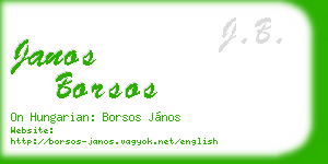janos borsos business card